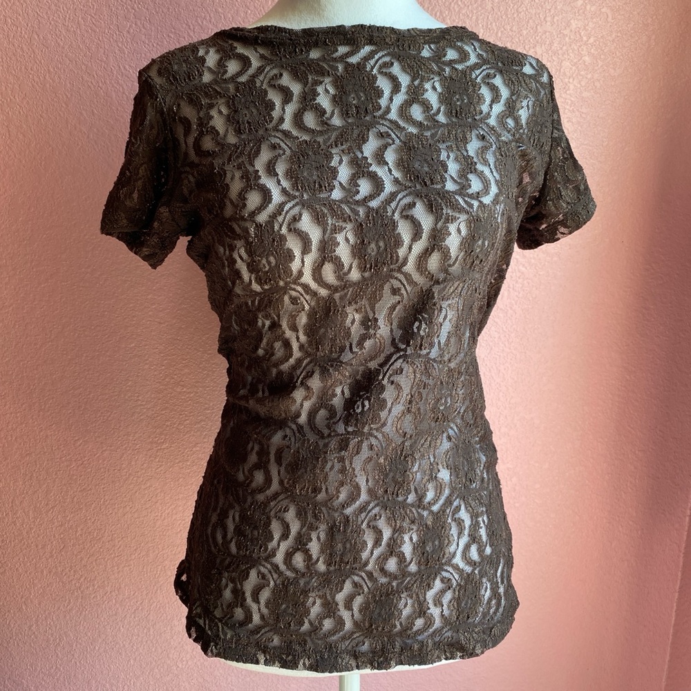 Teen Sz Large Rouge Chocolate Lace Blouse